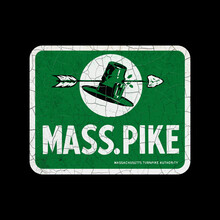 Massachusetts Turnpike Authority Road Sign, Retro Style, Old Cracked Paint Sign