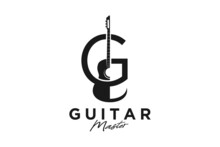 Initial Letter G M GM MG Guitar Strings Music Logo Design