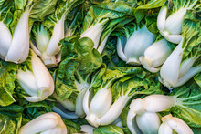 Fresh Bok Choy At A Shop In Chinatown.