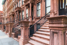 Steps On Brownstone Houses In Harlem.