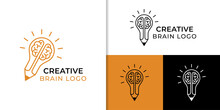 Smart Creative Idea Pencil Logo Element With Brain Icon Symbol For Inspiration, Student Study, Education, Creative Design Agency Logo