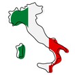 Stylized outline map of Italy with national flag icon. Flag color map of Italy  illustration.