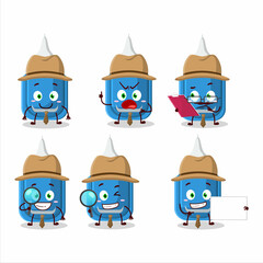 Sticker - Detective blue correction pen cute cartoon character holding magnifying glass