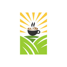 Coffee Cup Sun Leaf Farm Icon Illustration Brand Identity