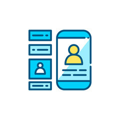 Wall Mural - smartphone with social media feed notifications. pixel perfect, editable stroke color icon
