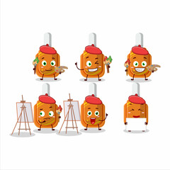 Sticker - Artistic Artist of orange correction pen cartoon character painting with a brush