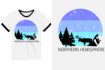 Northern hemisphere reindeer retro vintage t shirt design