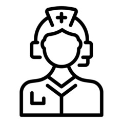 Sticker - Young nurse icon outline vector. Care help