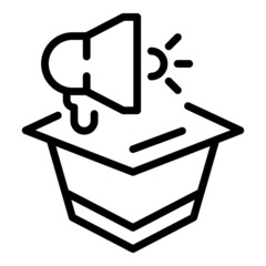 Poster - Business idea graduation icon outline vector. Creative light