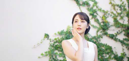 Aufkleber - 女性の美容イメージ　ボタニカル