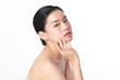 © kitthanes  - Beautiful young asian woman with clean fresh skin on white background, Face care, Facial treatment, Cosmetology, beauty and spa, Asian women portrait.