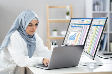 Poster - Analyst Working With Spreadsheet Business Data