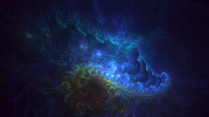 Poster - 3d rendering abstract colorful fractal light background