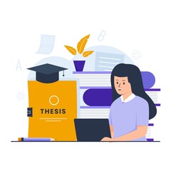 Wall Mural - Flat design of thesis illustration concept. Illustration for websites, landing pages, mobile applications, posters and banners.	