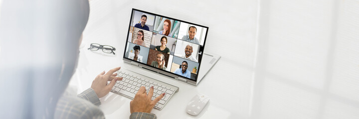 Aufkleber - Virtual Hybrid Meeting In Office