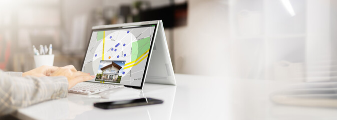 Poster - Woman Searching For Real Estate Online