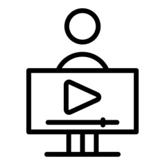 Poster - Training screen icon outline vector. Video webinar