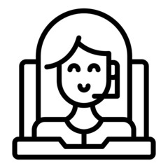 Poster - Video call icon outline vector. Webinar computer