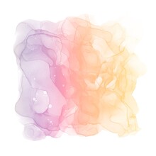 春夏用のアルコールインクアート抽象背景）紫からオレンジのグラデーション　マーブル　白背景　正方形　渦