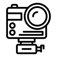 Sticker - Camera stand icon outline vector. Studio photo