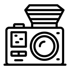 Poster - Old photo camera icon outline vector. Studio equipment