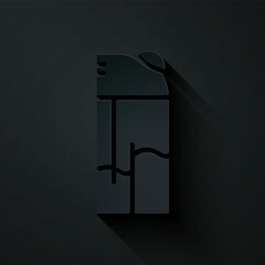 Poster - Paper cut Lighter icon isolated on black background. Paper art style. Vector