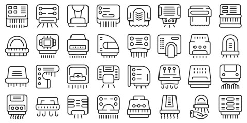 Wall Mural - Automatic drying machine icons set outline vector. Air clean