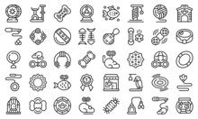 Pet Toys Icons Set Outline Vector. Cat Dog