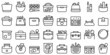 Cosmetic bag icons set outline vector. Accessory barber