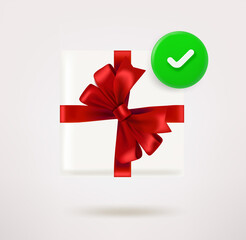 Aufkleber - Holiday box icon with checkmark. 3d vector icon