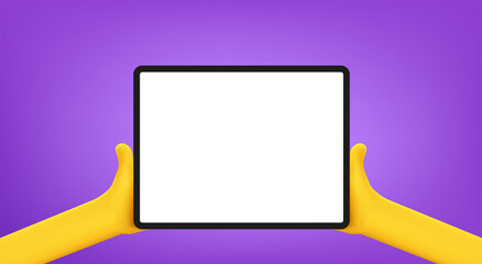 Aufkleber - Person with gadget with blank screen. Vector banner with copy space