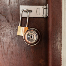 A Close-up View, The Golden Knobs And Keys Lock.