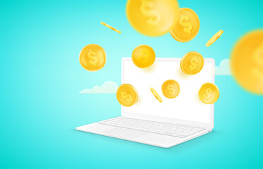 Aufkleber - Receiving income via internet. Vector concept with  emoticons