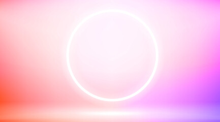 Poster - Abstract background with neon circle frame