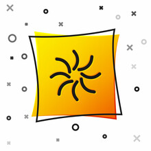 Black Black Hole Icon Isolated On White Background. Space Hole. Collapsar. Yellow Square Button. Vector