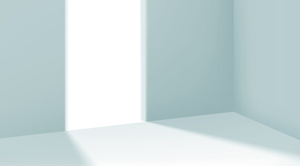 Poster - Room with sunlight from the opened door. Realistic 3d style vector illustration