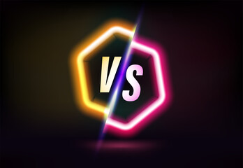 Poster - Versus banner concept. Glowing logo with VS letters