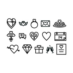 Wall Mural - valentine icon set isolated of outline style design on white background