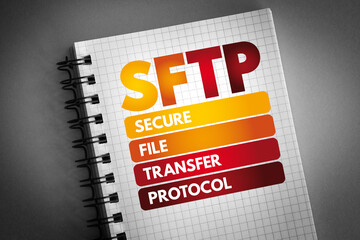 Poster - SFTP - Secure File Transfer Protocol acronym on notepad, technology concept background