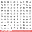© ylivdesign - 100 law icons set, outline style