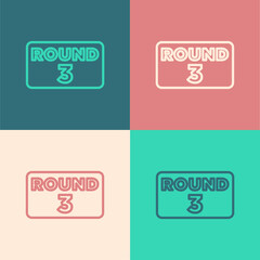 Poster - Pop art line Boxing ring board icon isolated on color background. Vector