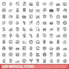 Aufkleber - 100 medical icons set, outline style