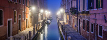 Early Morning Fog In A Small Street In Venice, Italy