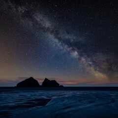 Wall Mural - absolutely beautiful landscape images of holywell bay beach in cornwall uk during golden hojur sunse