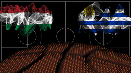 Wall Mural - Hungary vs Uruguay Basketball, smoke flag