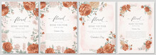 Collection Set Beautiful Rose Flower And Botanical Leaf Digital Painted Illustration For Love Wedding Valentines Day Or Arrangement Invitation Design Greeting Card
