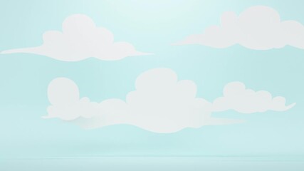 Poster - Flying white clouds on a blue background. Abstract loop animation