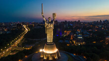 Motherland Monument From Height Ukraine Kiev