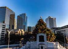 Large Christmas Tree And Tall Buildings, Nashville, Tennessee, USA