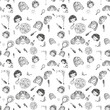© sommaria - Pattern con volti di donna, fumetto